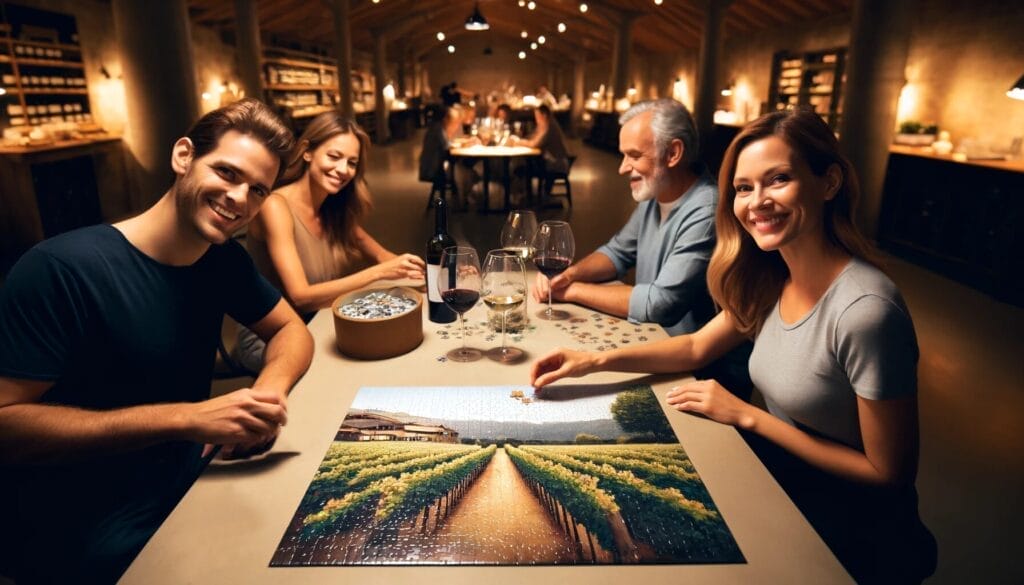 puzzle night at the vineyard tasting event